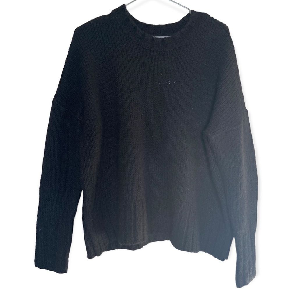 En Thread NWT Black Crew-Neck Wool-Blend Knit Sweater Size XS
